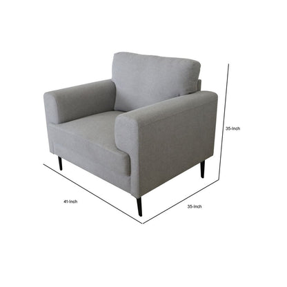 Chair with Fabric Upholstery and Sleek Metal Legs, Gray - View 6