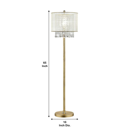 Floor Lamp with Hanging Crystal Accents, White and Gold - View 6
