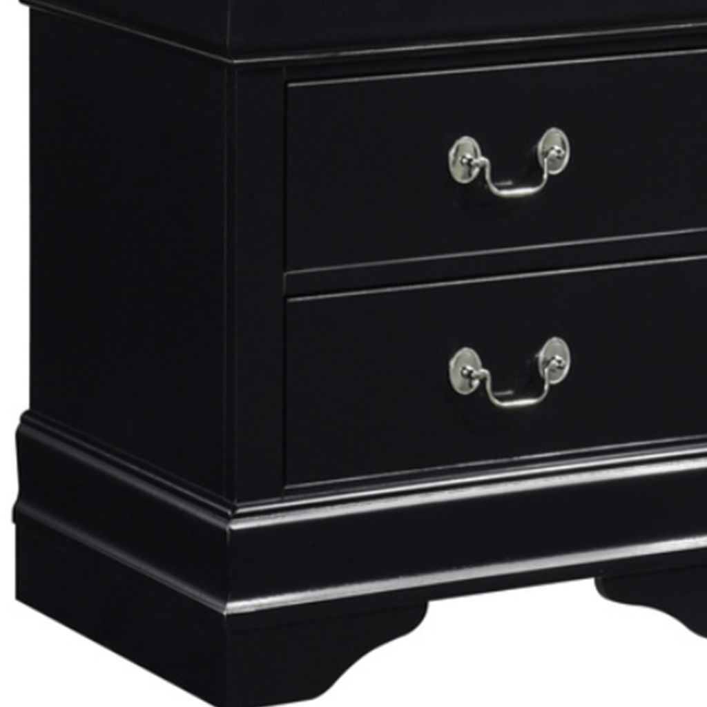 Traditional Style Wooden Night Stand With 2 Drawers Black - View 5