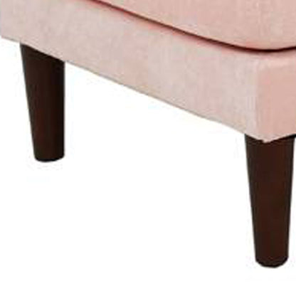 Rio 32 Inch Modular Ottoman, Box Cushion Seat, Wood Legs, Blush Pink - View 4