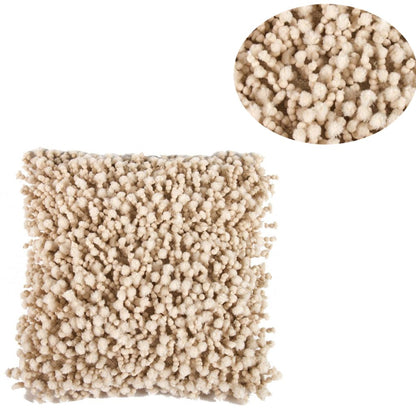 Fabric Accent Pillow with Shaggy Details, Cream - View 4