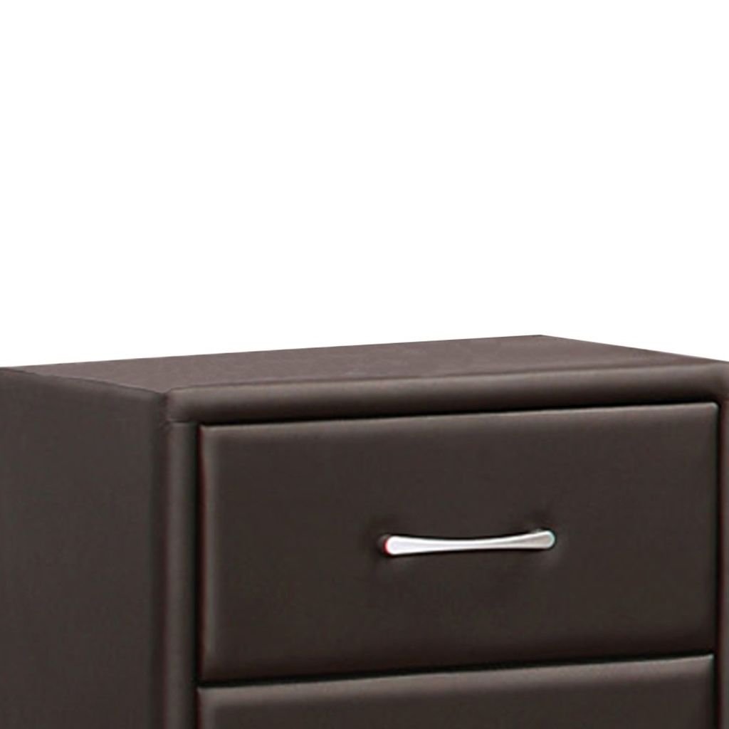 2 Drawer Night Stand In Wood And PVC, Black - View 2