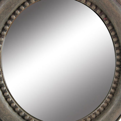 Round Wooden Framed Mirror with Parrot Sculpture Top, Multicolor - View 3