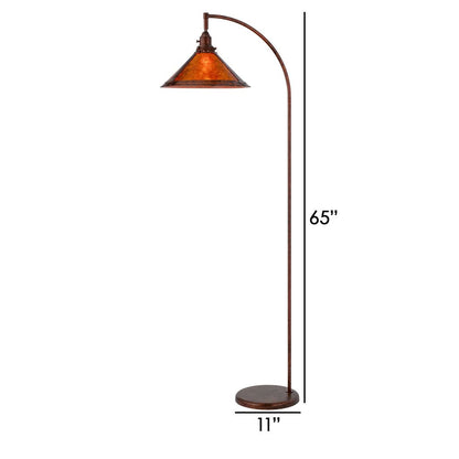 Cyan 65 Inch Modern Adjustable Arc Floor Lamp, Amber Mica Shade, Rust Metal - View 5