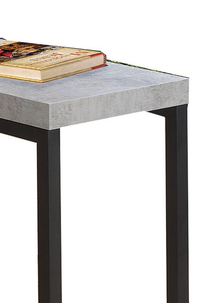 Industrial Faux Cement Designed Snack Table, Gray And Black - View 4
