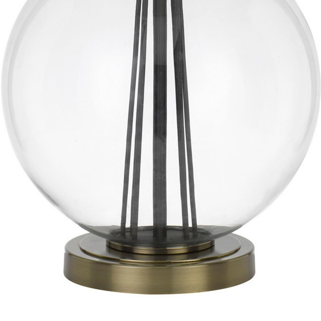 46 Inch Metal And Glass Globe Table Lamp, Dimmer, Brass Finish - View 5