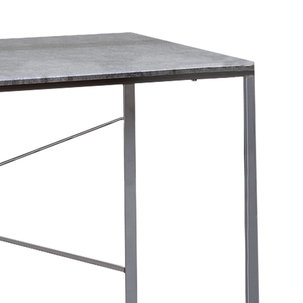 Sled Base Rectangular Table with X shape Back and Wood Top,Gray and Silver - View 4