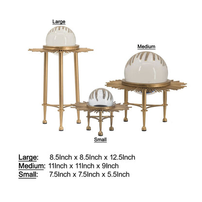 12, 9, 8 Inch Set of 3 Crystal Balls, Decorative Accent, Gold - View 5