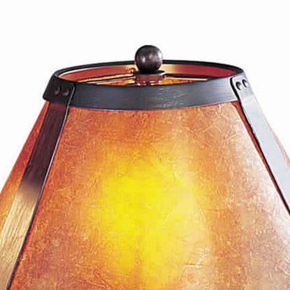 Metal Body Swing Arm Table Lamp with Conical Mica Shade, Bronze - View 4
