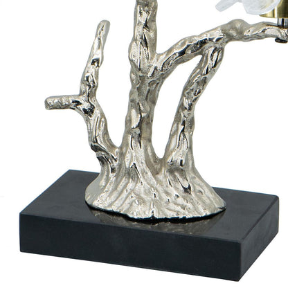 Sue 15 Inch Accent Decor Figurine, Bird on a Branch, Flower, Black, Silver - View 4