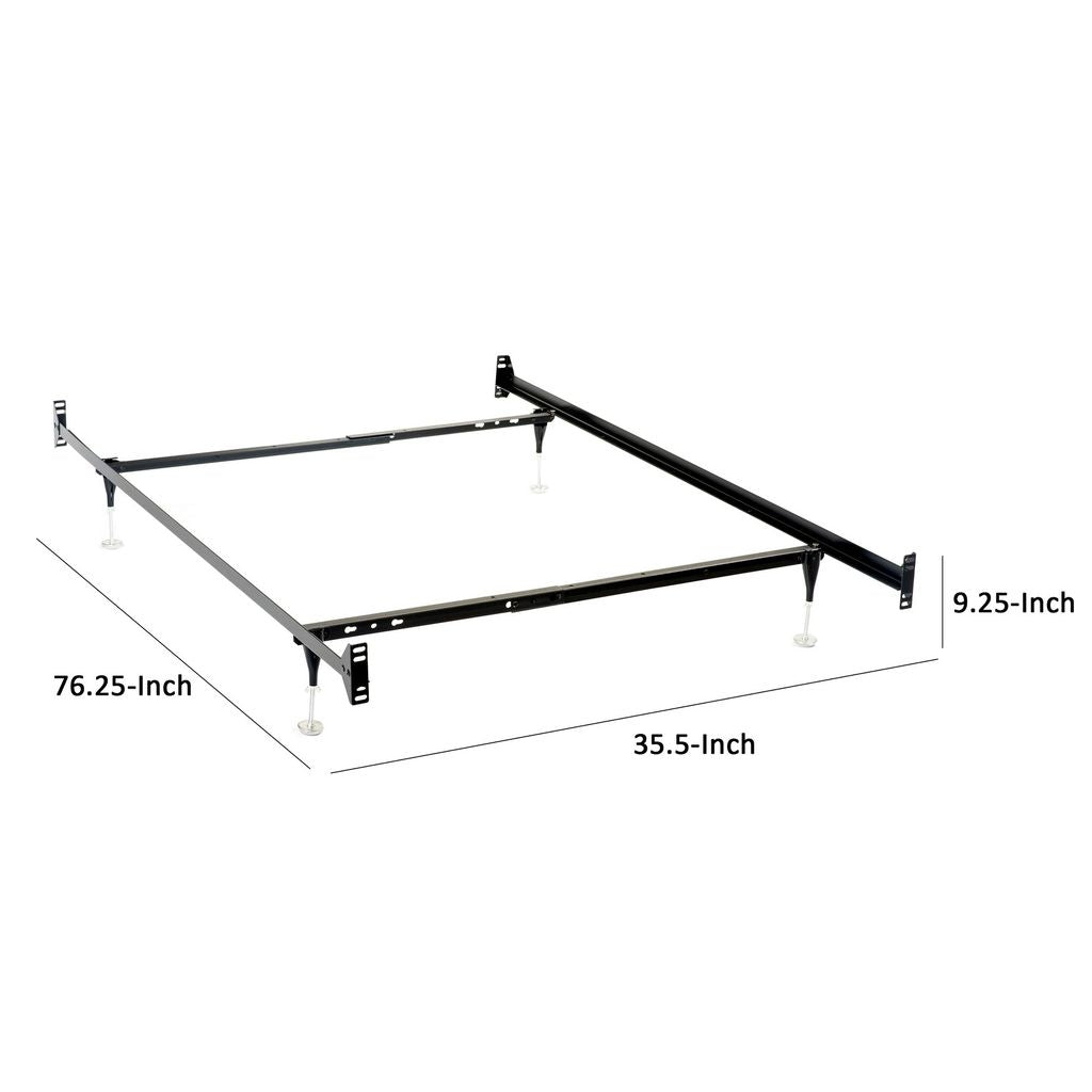 Nit Multisize Bed Frame, Twin or Full, 4 Legs with Glides, Black Metal - View 5