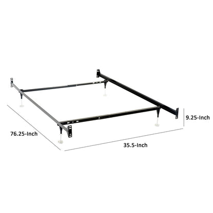 Nit Multisize Bed Frame, Twin or Full, 4 Legs with Glides, Black Metal - View 5