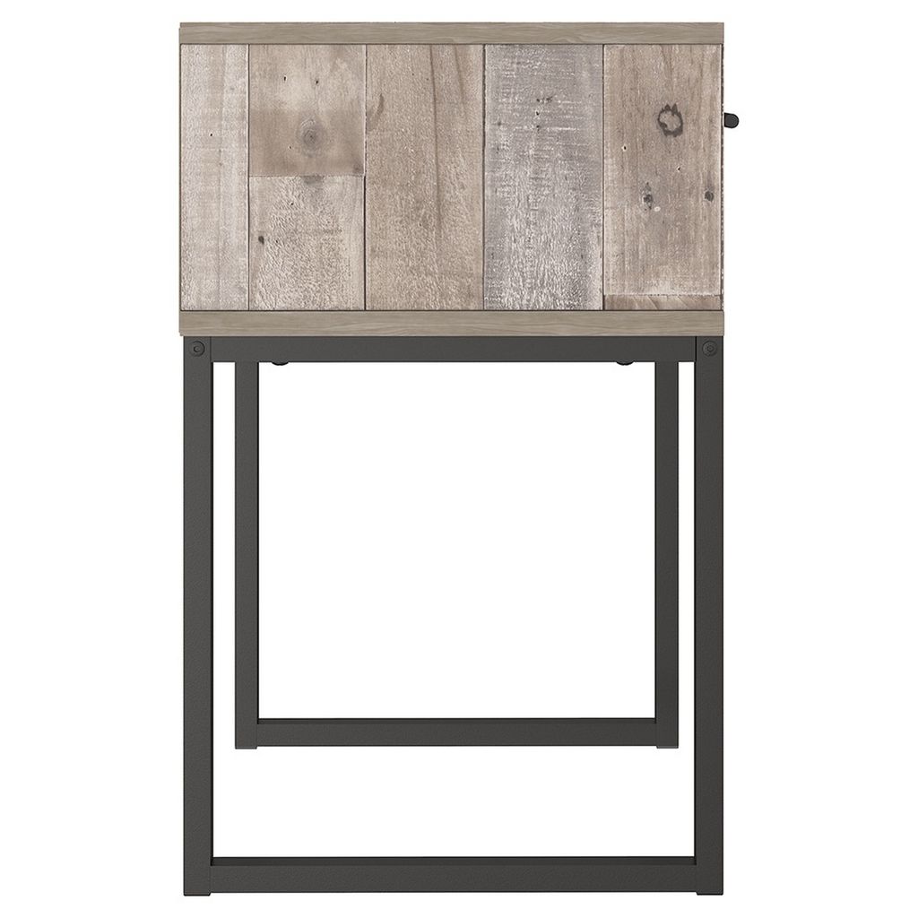 Grace 20 Inch Modern Nightstand, Metal Base, 1 Drawer, Whitewashed Wood - View 3