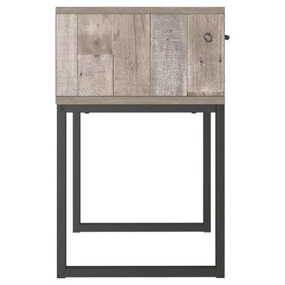 Grace 20 Inch Modern Nightstand, Metal Base, 1 Drawer, Whitewashed Wood - View 3