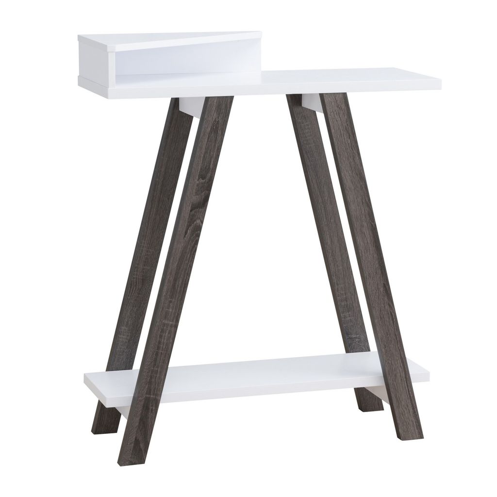 Baki 38 Inch Modern Wood Side Console Table, Corner Compartment – White