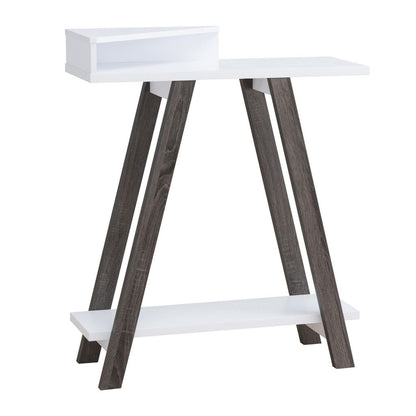 Baki 38 Inch Modern Wood Side Console Table, Corner Compartment – White