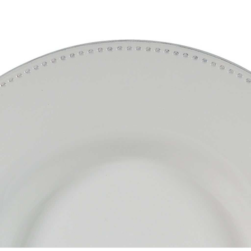 Enticing Round Decorative Porcelain Plate, White - View 5