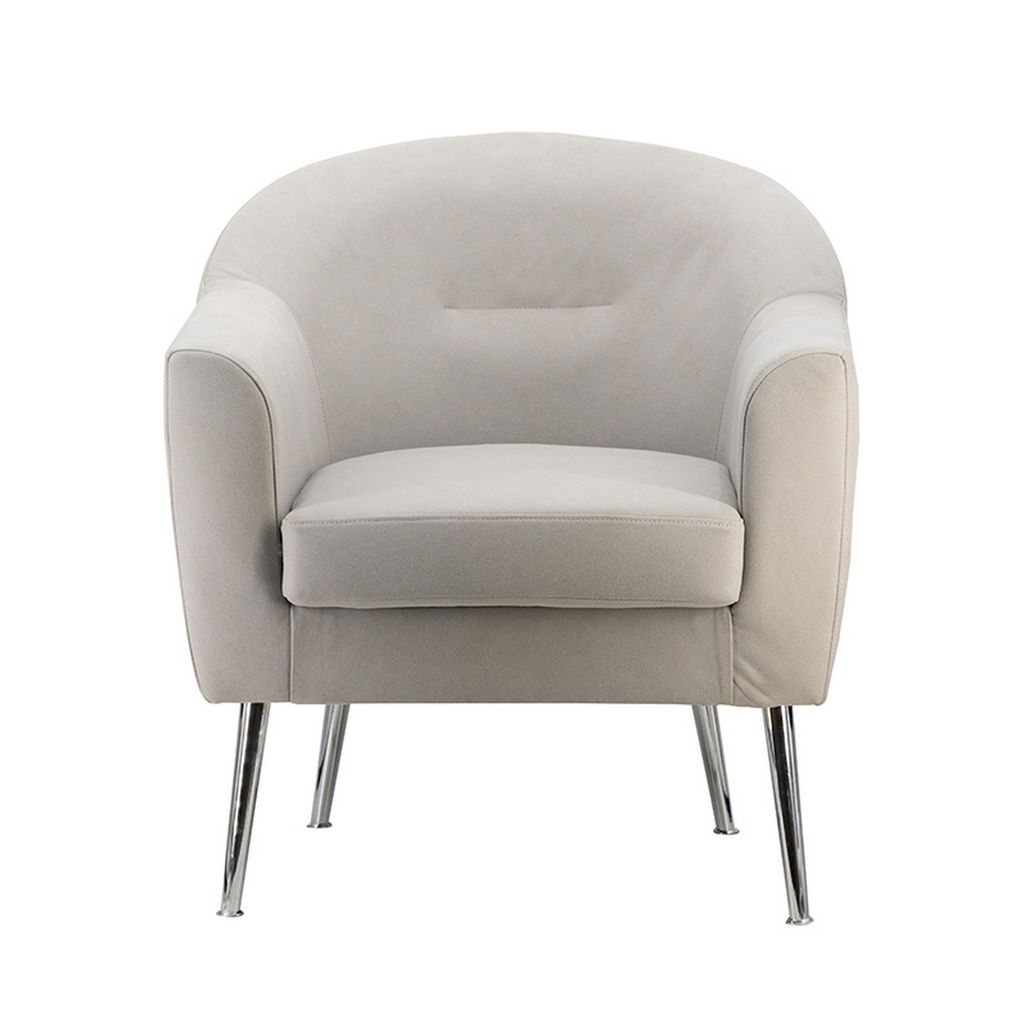 30 Inch Modern Accent Sofa chair, Curved, Ivory Fabric Upholstery - View 3