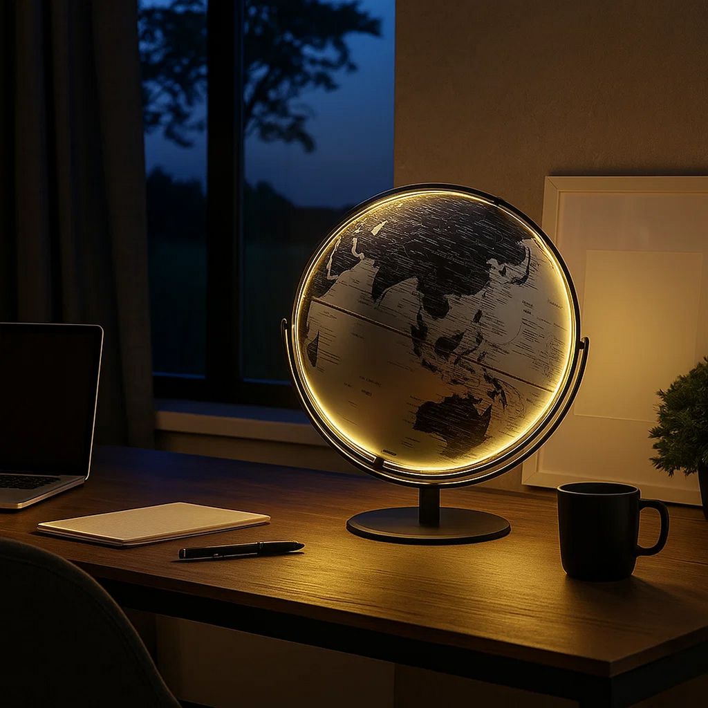 Globe Accent Decor with Inbuilt LED, Black and Gray - View 7