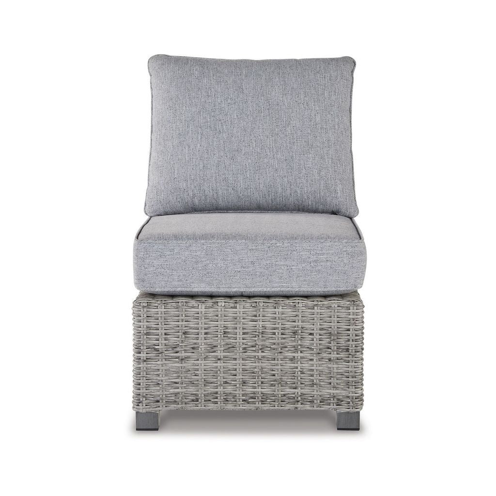 24 Inch Outdoor Accent Chair, Gray Cushions and All Weather Resin Wicker - View 2