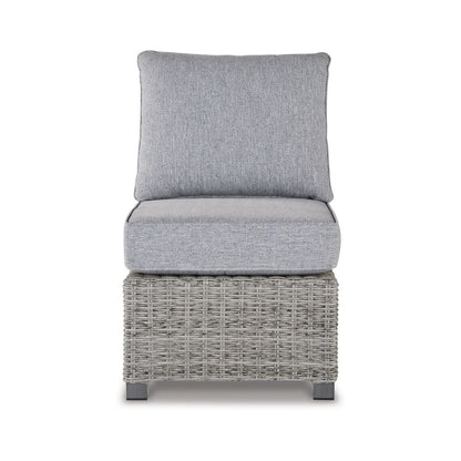 24 Inch Outdoor Accent Chair, Gray Cushions and All Weather Resin Wicker - View 2