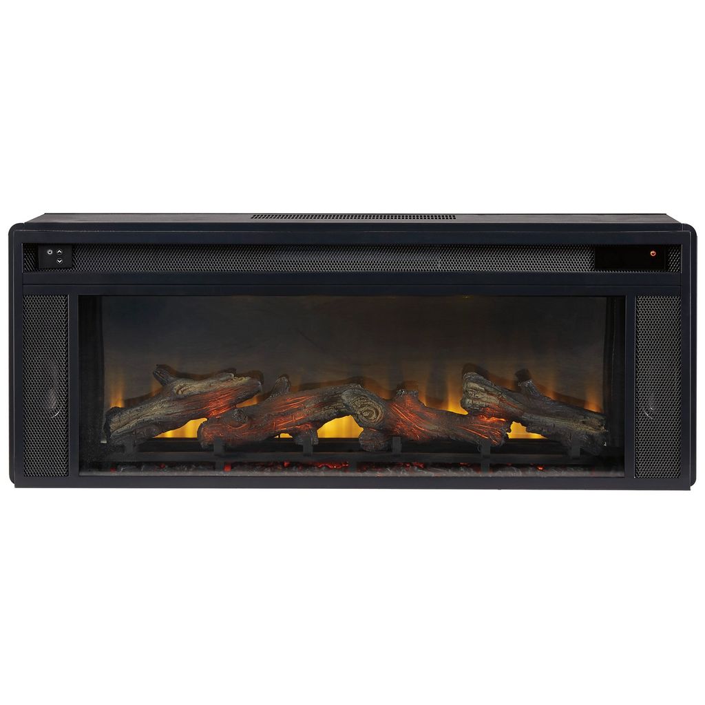 43 Inches Electric Fireplace Insert with Log Set Look, Black - View 3