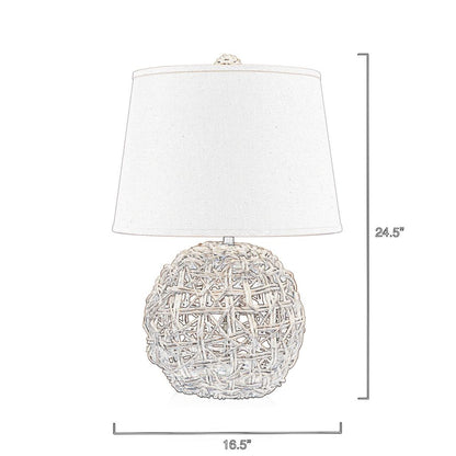 25 Inch Table Lamp, Elegant Handwoven Rope Base, Linen Shade, Natural Brown - View 5