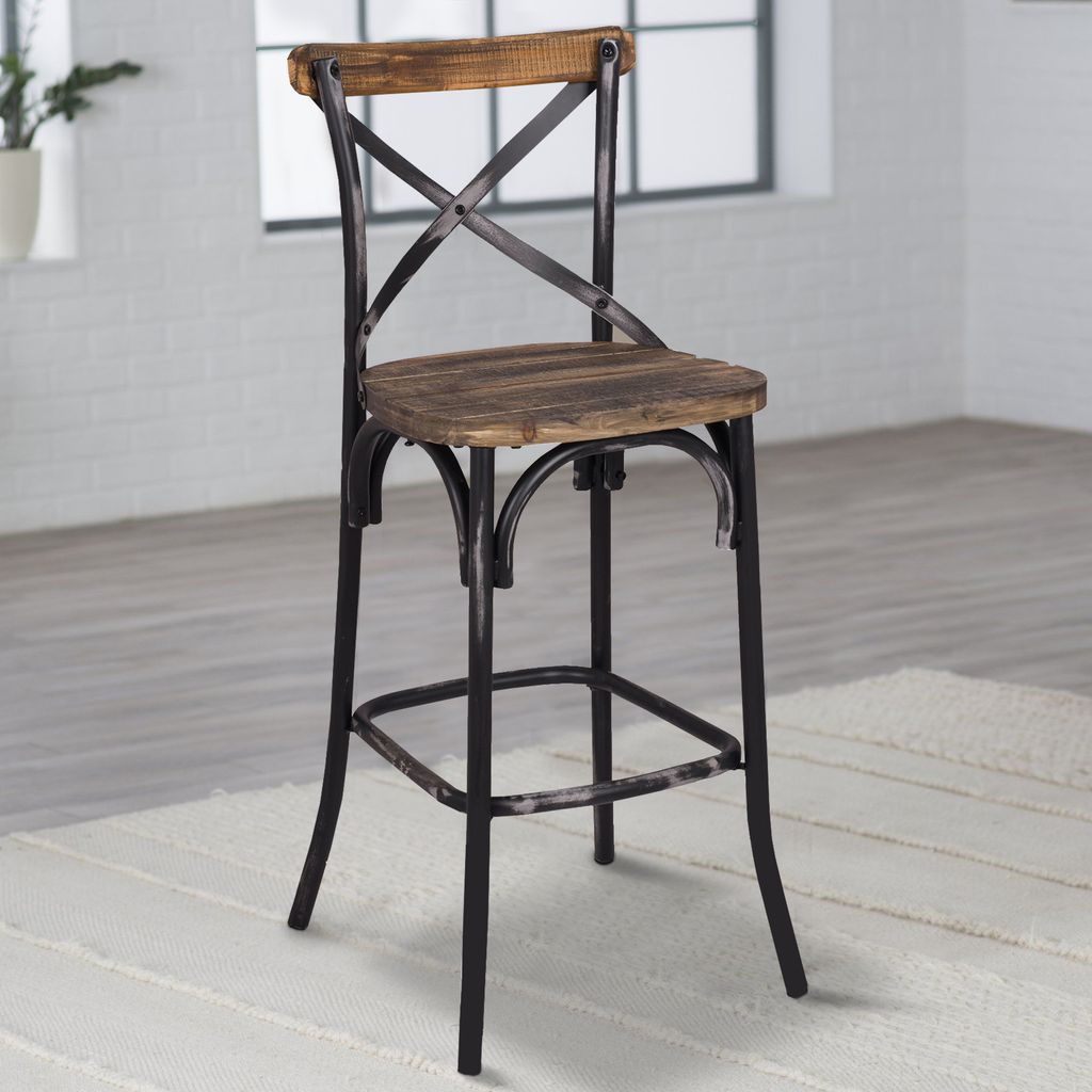Zaire Bar Chair, Walnut & Antique Black - View 6