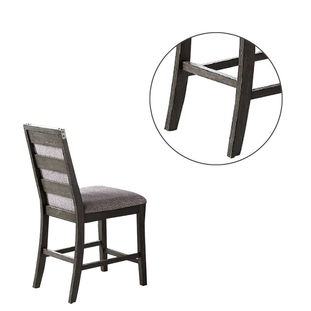 Wooden High Chairs with Upholstered Seat and Backrest, Set of 2, Gray - View 2