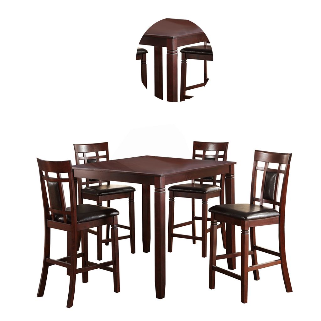 Swish Cashew Wood 5 Pieces Counter Height Dining Set In Brown - View 4