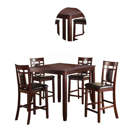 Swish Cashew Wood 5 Pieces Counter Height Dining Set In Brown - View 4