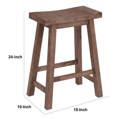 Wooden Frame Saddle Seat Counter Height Stool with Angled Legs, Brown - View 7