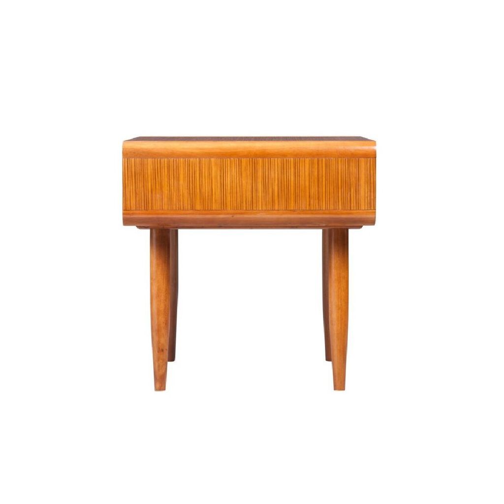 Rectangular Wooden End Table with Open Shelf and Splayed legs, Brown - View 3