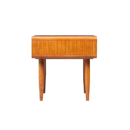 Rectangular Wooden End Table with Open Shelf and Splayed legs, Brown - View 3