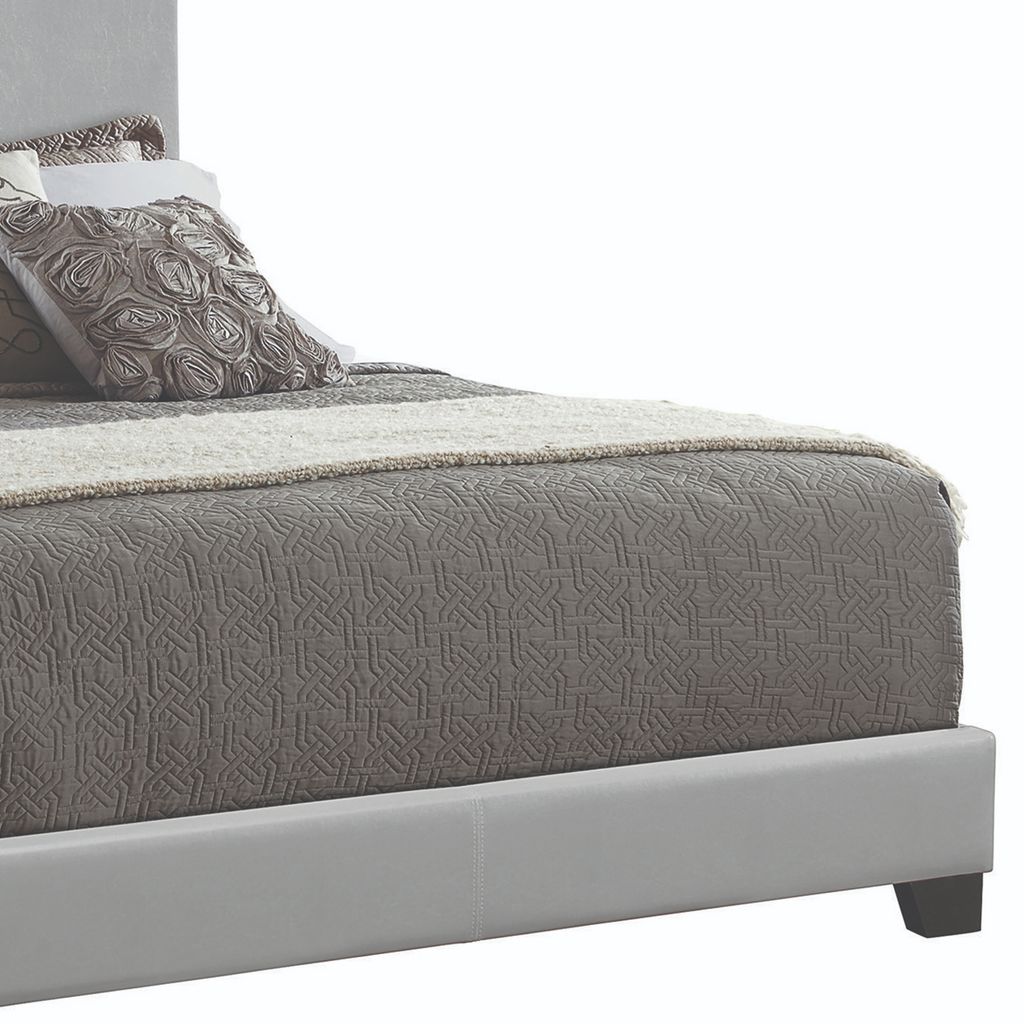 Leather Upholstered Full Size Platform Bed, Gray - View 4