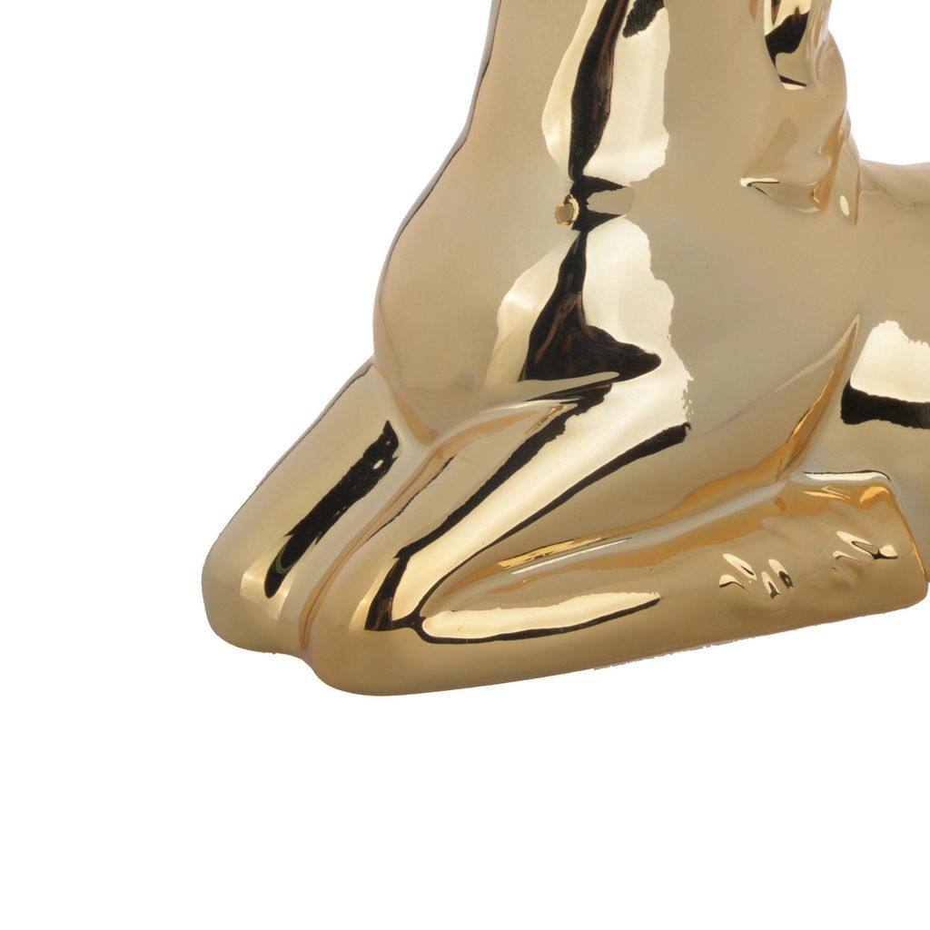 11 Inch Sitting Unicorn Figurine, Ceramic Statuette in Gold Metallic Finish - View 3