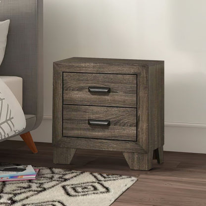 2 Drawer Wooden Nightstand with Metal Handles and Bracket Legs, Brown - View 7