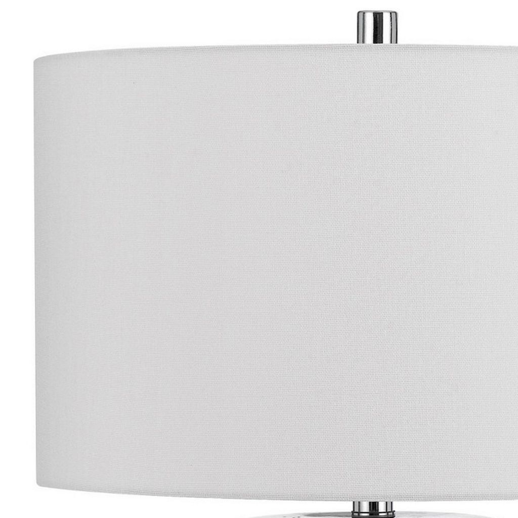 29 Inch Accent Table Lamp Set of 2, Tall Cylinder, Ball Finial Accent, Gray - View 3