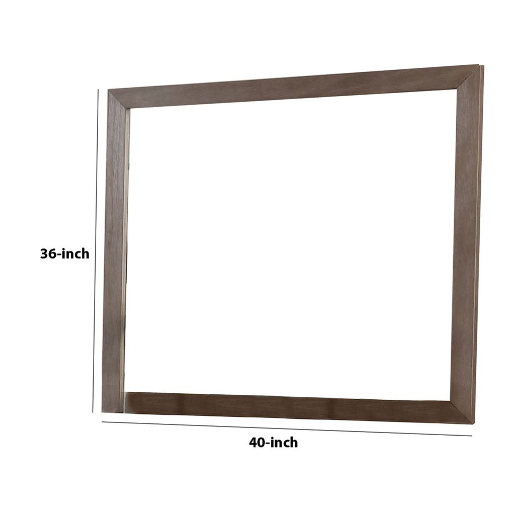 36 Inch Mirror with Rectangular Wooden Frame, Brown - View 6