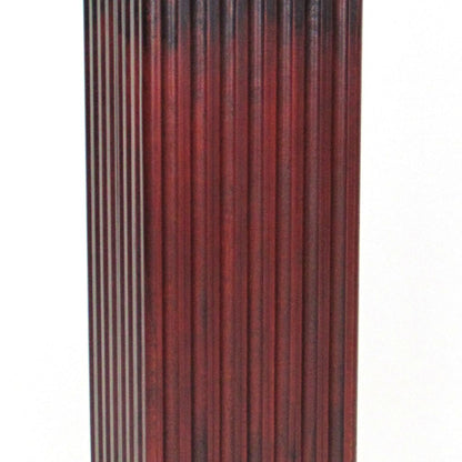 Square Shaped Column Pedestal with Reeded Design, Brown - View 3