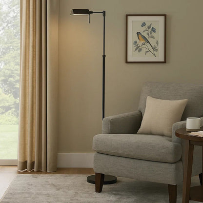 10W LED Adjustable Metal Floor Lamp with Swing Arm, Black - View 7