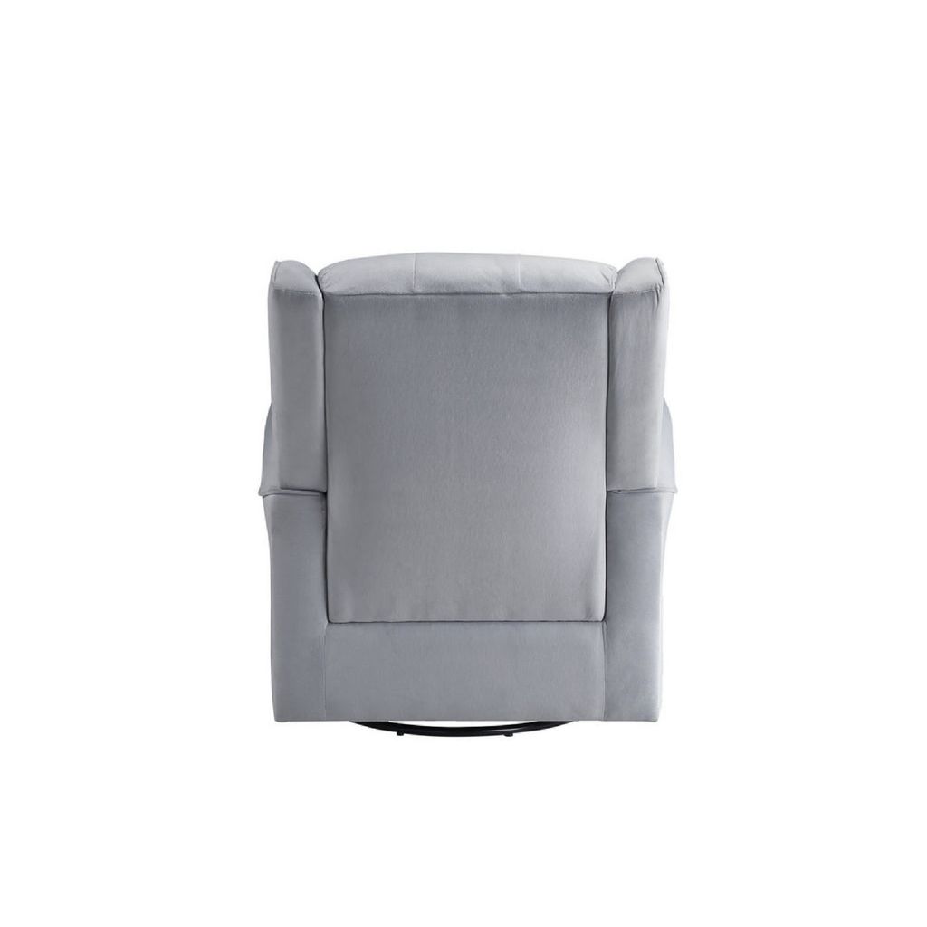 35 Inch Accent Swivel Chair, Glider, Tufted Back, Gray - View 4
