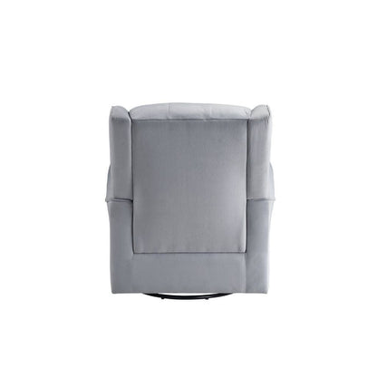 35 Inch Accent Swivel Chair, Glider, Tufted Back, Gray - View 4
