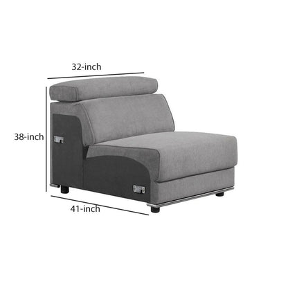 Fabric Upholstered Modular Armless Chair, Dark Gray - View 6
