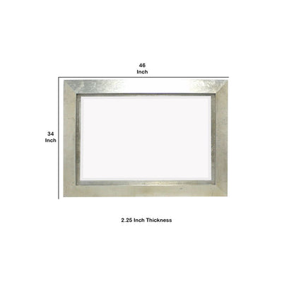 Contemporary Style Rectangular Wooden Frame Wall Mirror, Silver - View 5