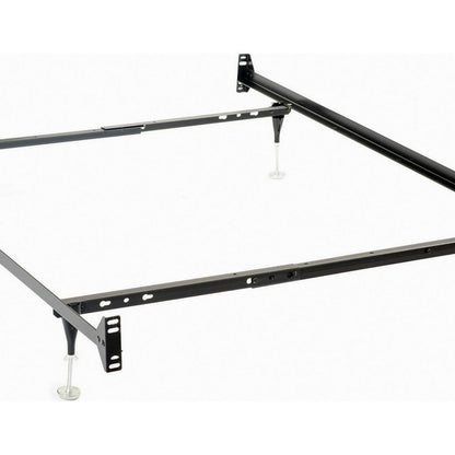 Nit Multisize Bed Frame, Twin or Full, 4 Legs with Glides, Black Metal - View 2