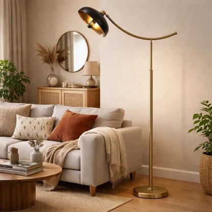 66 Inch Adjustable Arc Floor Lamp, Dome Shade, Dark Bronze, Antique Brass - View 7