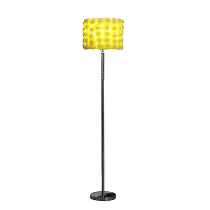 Finn 63 Inch Glamorous Floor Lamp, Rose Accent Shade, 100W, Yellow, Silver - View 2