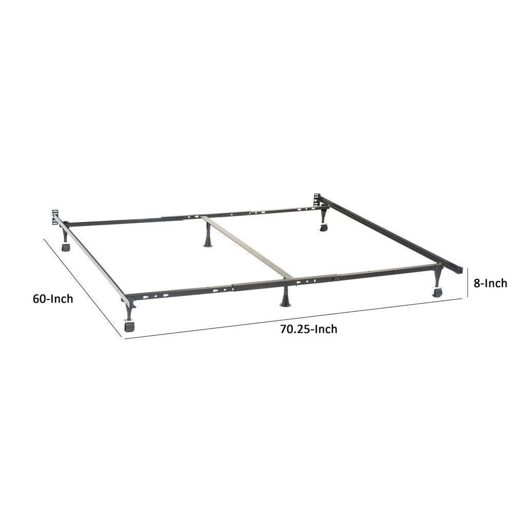 Akz Multisize Bed Frame for Q, K, CK, Six Metal Legs, Rolling Caster Wheels - View 5
