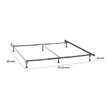 Akz Multisize Bed Frame for Q, K, CK, Six Metal Legs, Rolling Caster Wheels - View 5